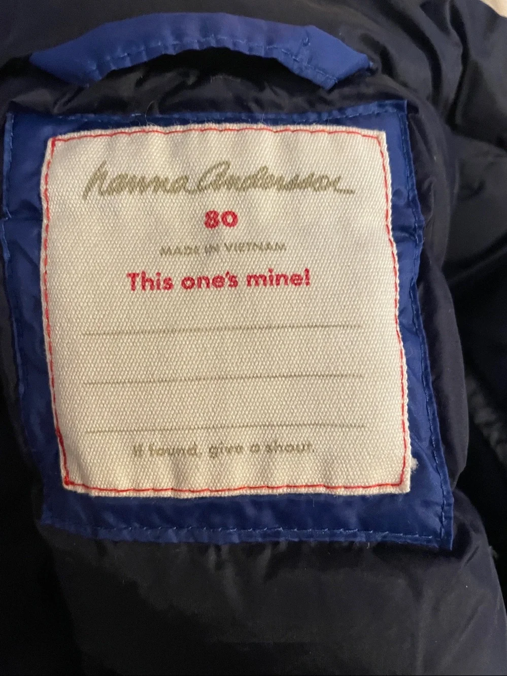 Hanna Andersson Blue Superlight Down Puffer Jacket Size 80 (18-24 Months)